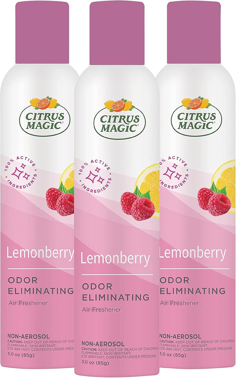 Citrus Magic Odor Eliminating Air Freshener Spray, Lemonberry, 3-Ounce, Pack of 3 - Image 1